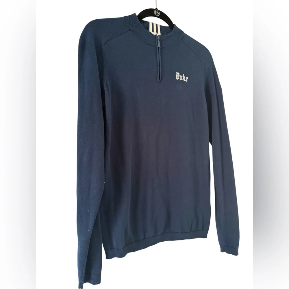 Adidas Duke men’s 1/4 zip navy blue cotton sweater size small